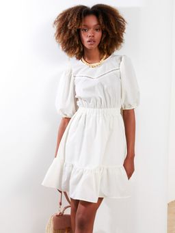 LC WAIKIKI - X-side Woven Dress Off White