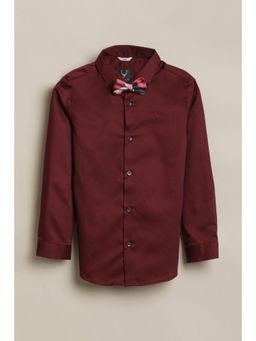 Allen Solly - Maroon Solid Party Shirt with Bow