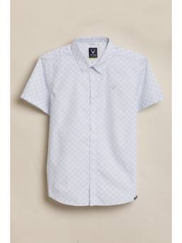 Allen Solly - White Printed Half Sleeves Casual Shirt