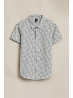 Allen Solly - Grey Printed Half Sleeves Casual Shirt