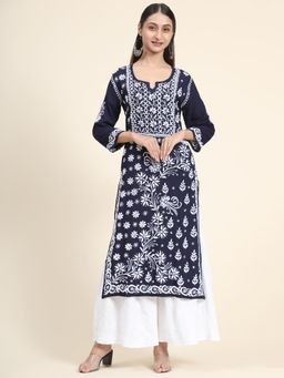 HOUSE OF KARI - Hok Chikankari Fancy Kurta Blue & White