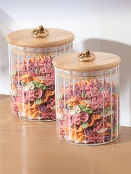 USHA SHRIRAM - Borosilicate Jar with Wooden Lid and Metal Loop 530ml