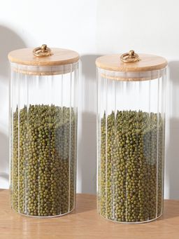 USHA SHRIRAM - Borosilicate Jar with Wooden Lid and Metal Loop 1125ml