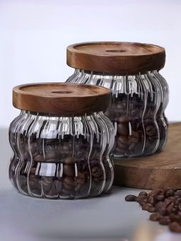 USHA SHRIRAM - Borosilicate Jar with Wooden Lid 400ml