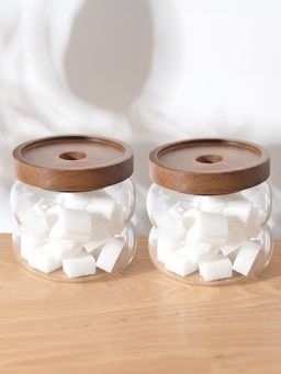 USHA SHRIRAM - Borosilicate Jar with Wooden Lid 340ml