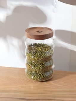USHA SHRIRAM - Borosilicate Jar with Wooden Lid 700ml