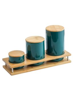 USHA SHRIRAM - Ceramic Jar Set 260ml, 800ml, 1000ml Green