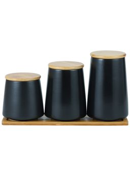 USHA SHRIRAM - Ceramic Jar Set 500ml, 700ml, 850ml Black