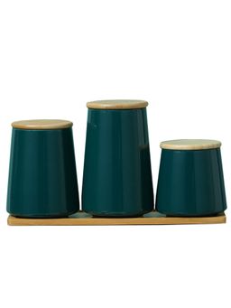 USHA SHRIRAM - Ceramic Jar Set 500ml, 700ml, 850ml Green