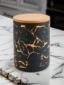 USHA SHRIRAM - Ceramic Jar 800ml Black with Print