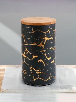 USHA SHRIRAM - Ceramic Jar 1000ml Black with Print