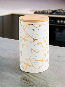 USHA SHRIRAM - Ceramic Jar 1000ml White with Print