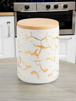 USHA SHRIRAM - Ceramic Jar 800ml White with Print