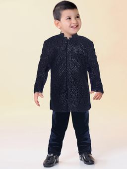 BAD BOYS - Blue Embellishments Full Sleeves Jacket With T-Shirt & Pant