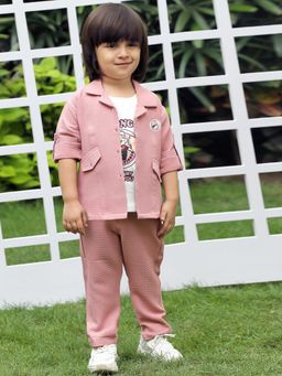 BAD BOYS - Peach Cotton Full Sleeves Shirt With T-Shirt & Pant