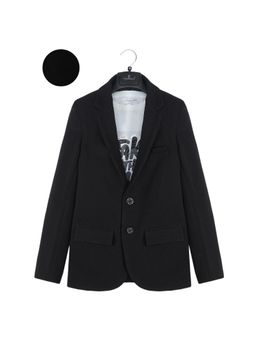 CHARCHIT - Black Cotton Blend Full Sleeves Blazer With T-Shirt