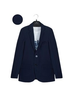 CHARCHIT - Navy Blue Cotton Blend Full Sleeves Blazer With T-Shirt