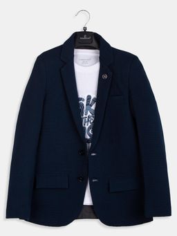 CHARCHIT - Turquoise Cotton Blend Full Sleeves Blazer With T-Shirt