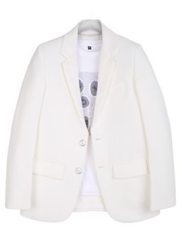 CHARCHIT - White Cotton Blend Full Sleeves Blazer With T-Shirt