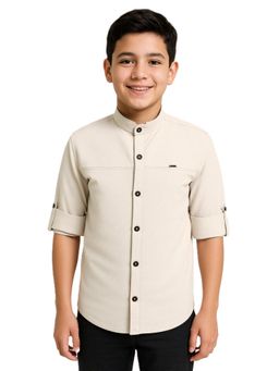 CAVIO - Cream Cotton Full Sleeves Shirt