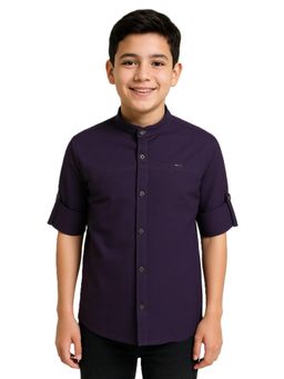 CAVIO - Purple Cotton Full Sleeves Shirt