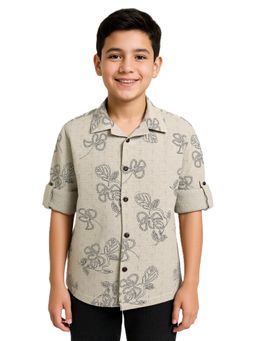 CAVIO - Beige Cotton Full Sleeves Shirt