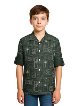 CAVIO - Olive Cotton Full Sleeves Shirt