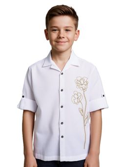 CAVIO - White Cotton Full Sleeves Shirt