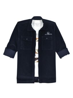 CAVIO - Navy Blue Cotton Full Sleeves Shirt With T-Shirt
