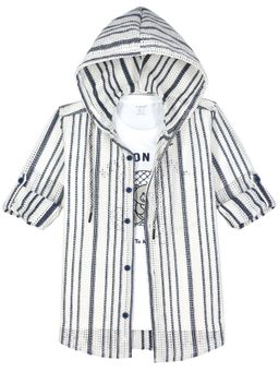 CAVIO - Navy Blue Cotton Full Sleeves Shirt With T-Shirt