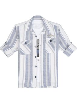 CAVIO - Blue Cotton Full Sleeves Shirt With T-Shirt