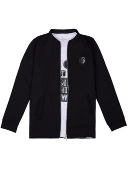 CHARCHIT - Black Cotton Blend Full Sleeves Jacket With T-Shirt