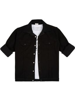 CAVIO - Black Cotton Full Sleeves Shirt With T-Shirt