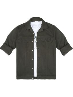 CAVIO - Green Cotton Full Sleeves Shirt With T-Shirt