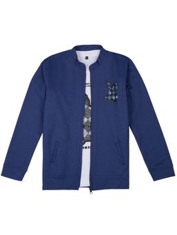 CAVIO - Blue Cotton Full Sleeves Jacket With T-Shirt