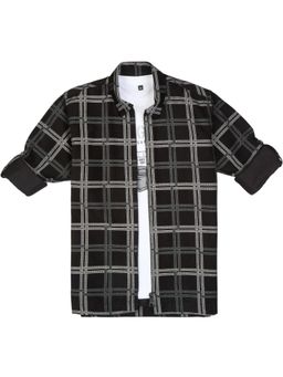 CAVIO - Black Cotton Full Sleeves Shirt With T-Shirt