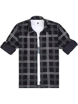 CAVIO - Navy Blue Cotton Full Sleeves Shirt With T-Shirt