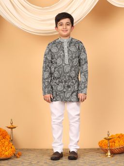 BT DEZINES - Charcoal Rayon Full Sleeves Kurta With Pyjama