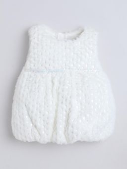 Little Kangaroos - Off White Polyester Full Sleeves Dress With T-Shirt