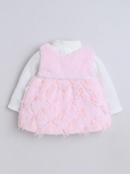 Little Kangaroos - Pink Polyester Full Sleeves Dress With T-Shirt