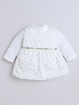 Little Kangaroos - Off White Polyester Full Sleeves Dress With T-Shirt