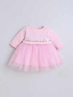 Little Kangaroos - Pink Polyester Full Sleeves Dress