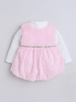 Little Kangaroos - Pink Polyester Full Sleeves Dress With T-Shirt