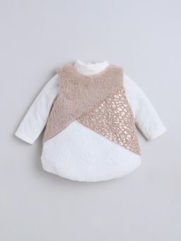 Little Kangaroos - Brown Polyester Full Sleeves Dress With T-Shirt