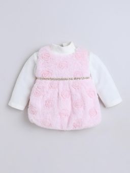 Little Kangaroos - Pink Polyester Full Sleeves Dress With T-Shirt