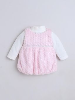 Little Kangaroos - Pink Polyester Full Sleeves Dress With T-Shirt