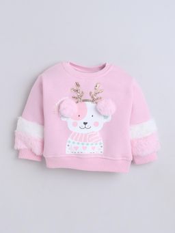 Little Kangaroos - Pink Cotton Blend Full Sleeves Sweatshirt