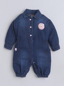 Little Kangaroos - Blue Cotton Full Sleeves Romper