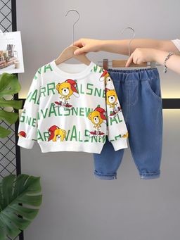 Googo Gaaga - White Cotton Full Sleeves Sweatshirt With jeans