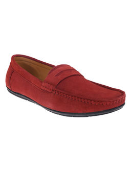 Louis Stitch - Solid Red Italian Suede Leather Loafers